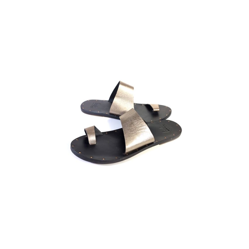BEEK Sandals Finch Leather Platinum Honey & Black Womens Size 9